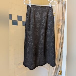 Black With Subtle Gray Floral Pattern Long Skirt Size S